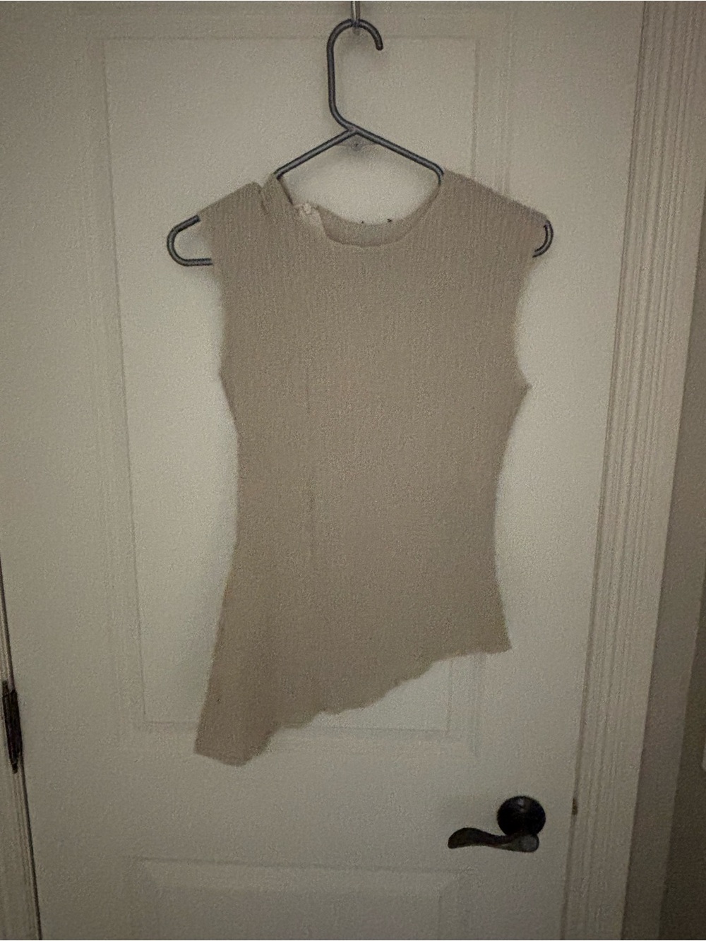 Sleeveless Asymmetric Textured Top in Beige